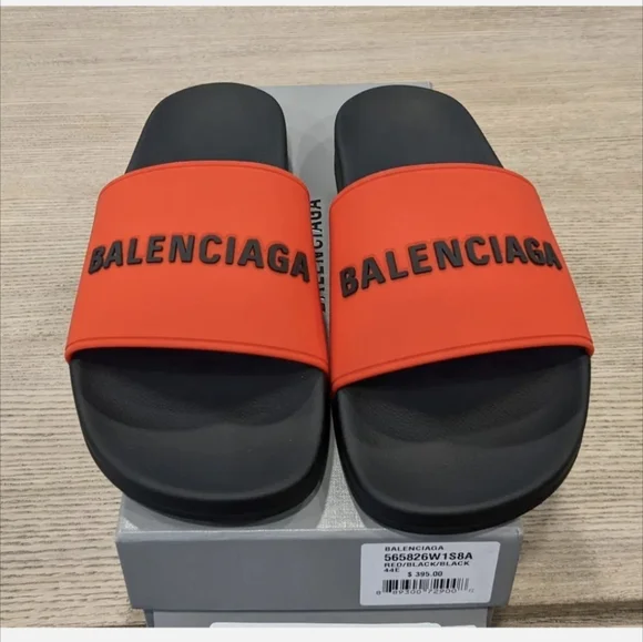 Balenciaga sandals in rubber,embossed logo accent. black and red. Size 13 s-l400.jpg main image 3